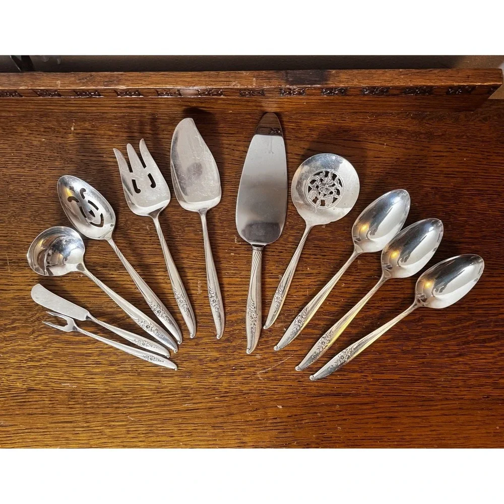 Vintage Oneida Nobility Magic Moment Serving Lot Silverplate Flatware